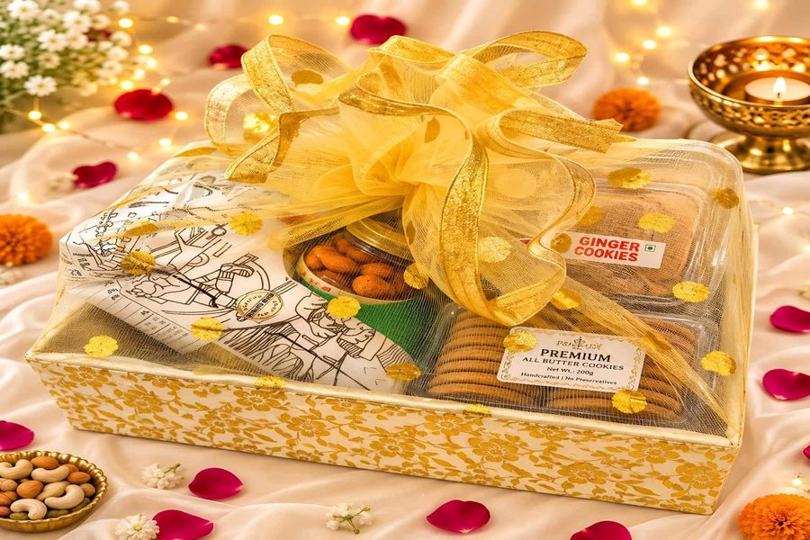Floral Gold Basket Hamper